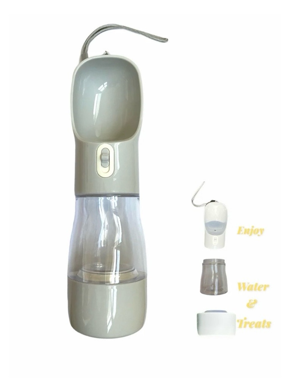 Portable Grey Pet Water Bottle & Dispenser - Travel-Friendly